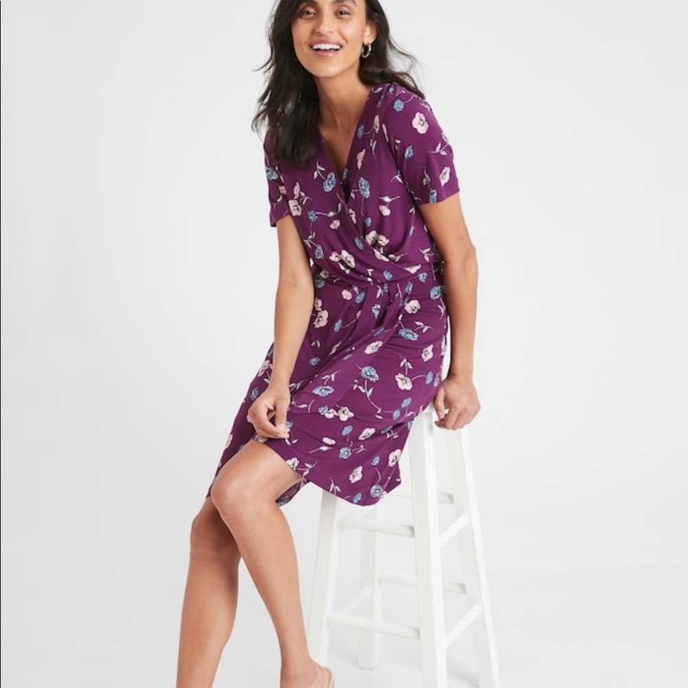 Pleated Floral Wrap Dress
